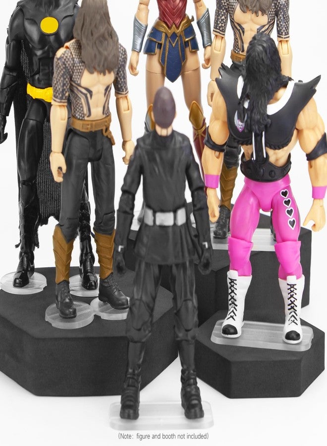 DisplayMore 32 Pieces 6 inch Action Figure Stand,Support Display Stands With Peg,Compatible with 1/12 Scale Marvel Legends /DC/ GI Joe/ MOTU Figure Toy (32PCS-Clear-Square & Round) - Image 5